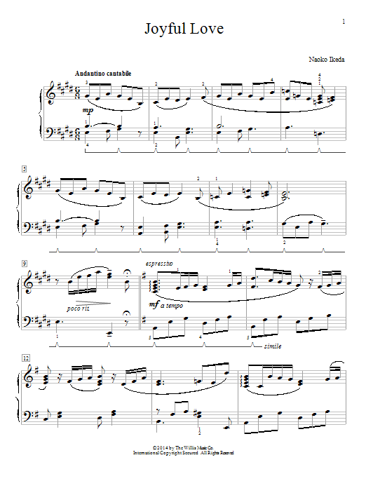 Naoko Ikeda Joyful Love Sheet Music Notes & Chords for Piano - Download or Print PDF