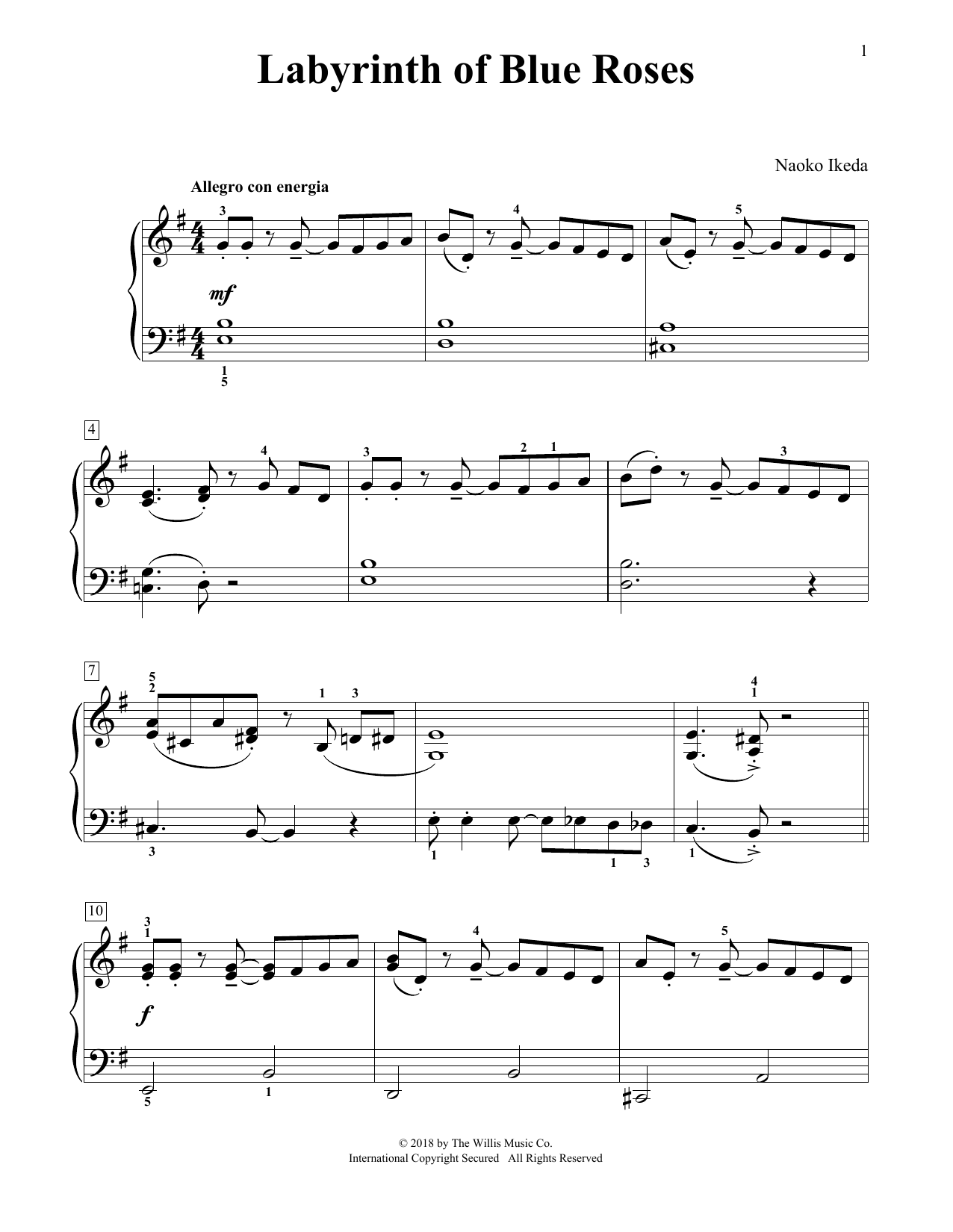 Naoko Ikeda Labyrinth Of Blue Roses Sheet Music Notes & Chords for Educational Piano - Download or Print PDF
