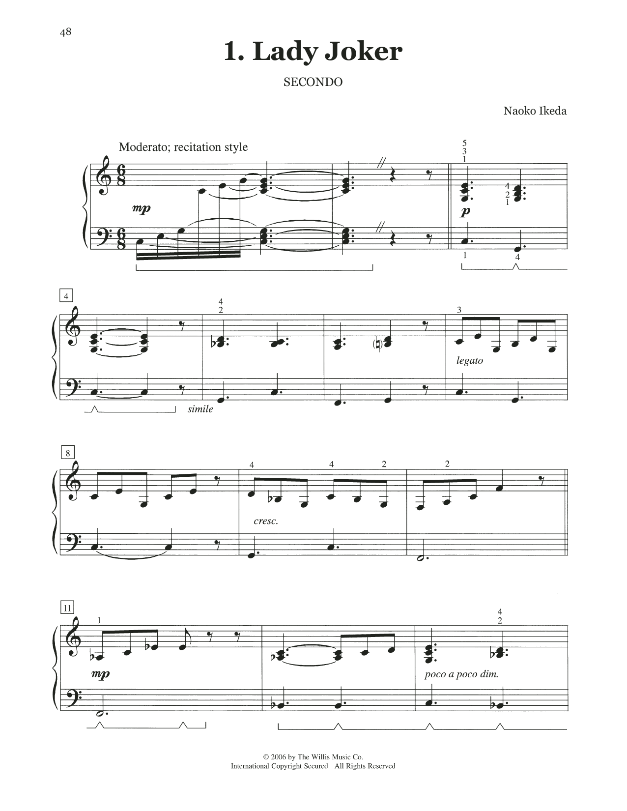 Naoko Ikeda Lady Joker Sheet Music Notes & Chords for Piano Duet - Download or Print PDF