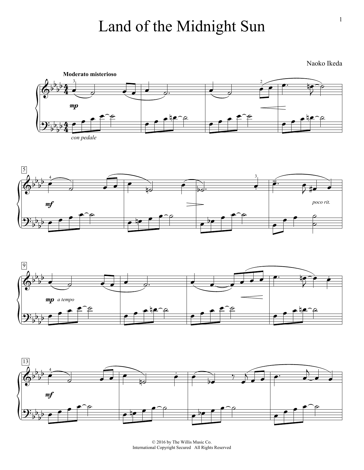 Naoko Ikeda Land Of The Midnight Sun Sheet Music Notes & Chords for Educational Piano - Download or Print PDF