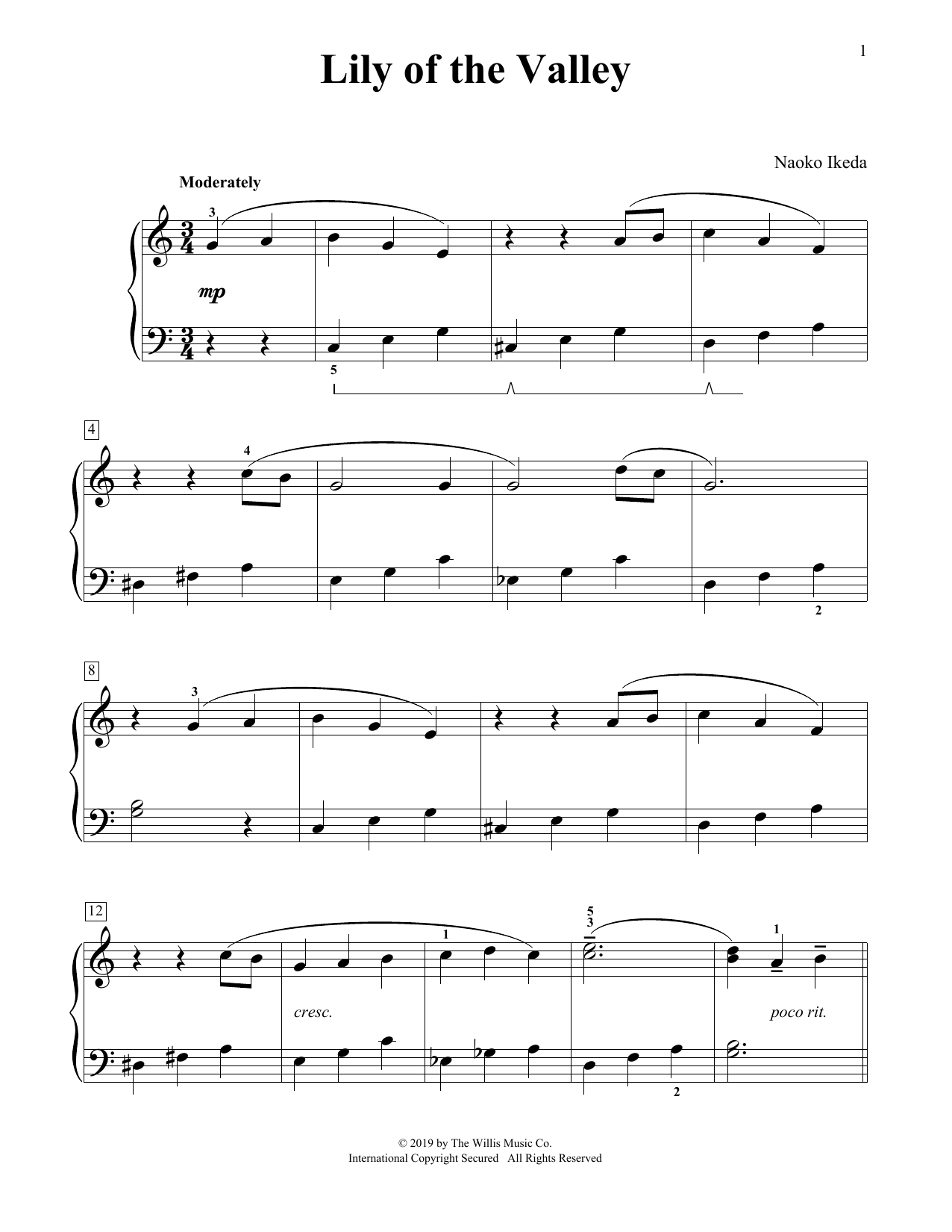 Naoko Ikeda Lily Of The Valley Sheet Music Notes & Chords for Educational Piano - Download or Print PDF