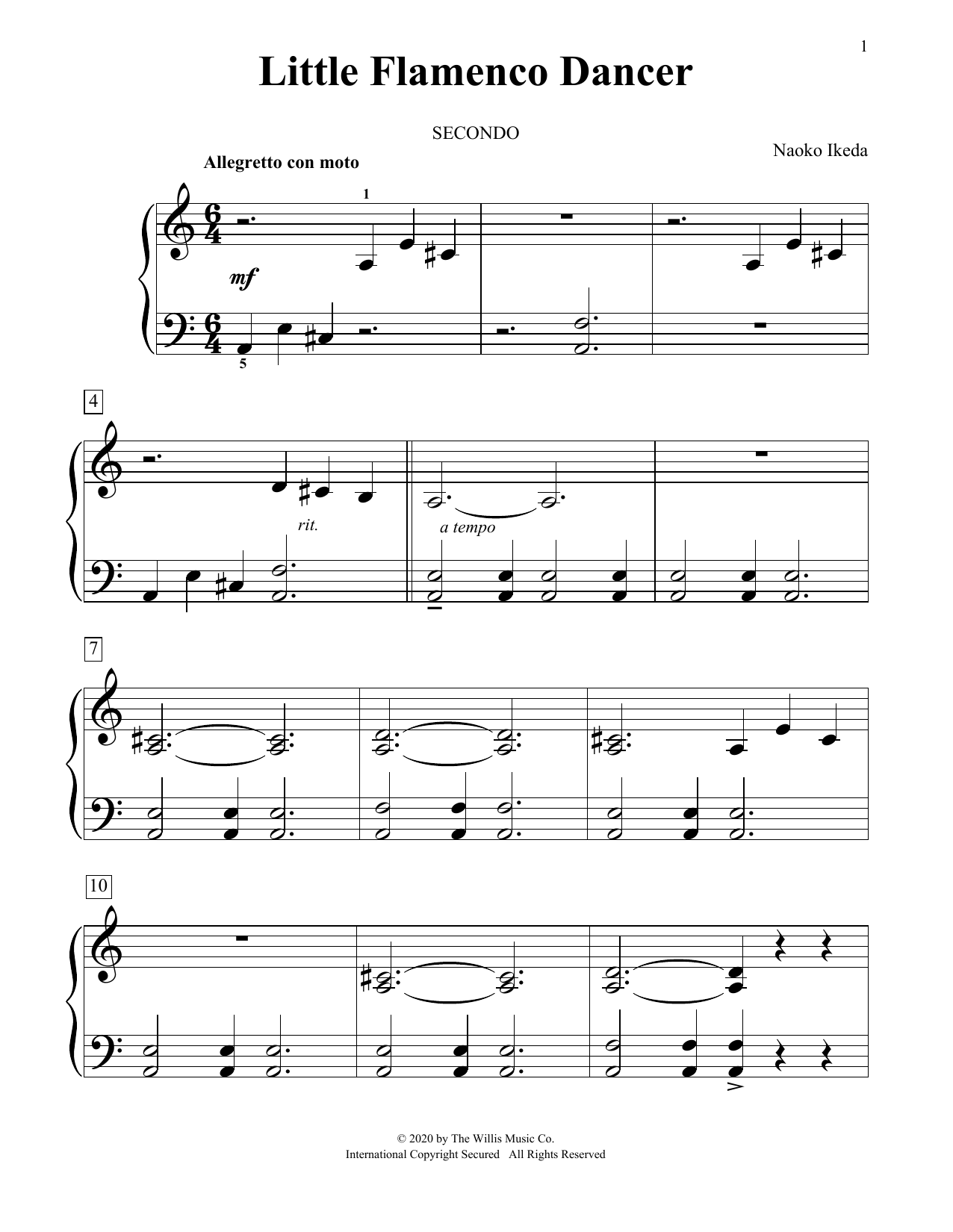 Naoko Ikeda Little Flamenco Dancer Sheet Music Notes & Chords for Piano Duet - Download or Print PDF