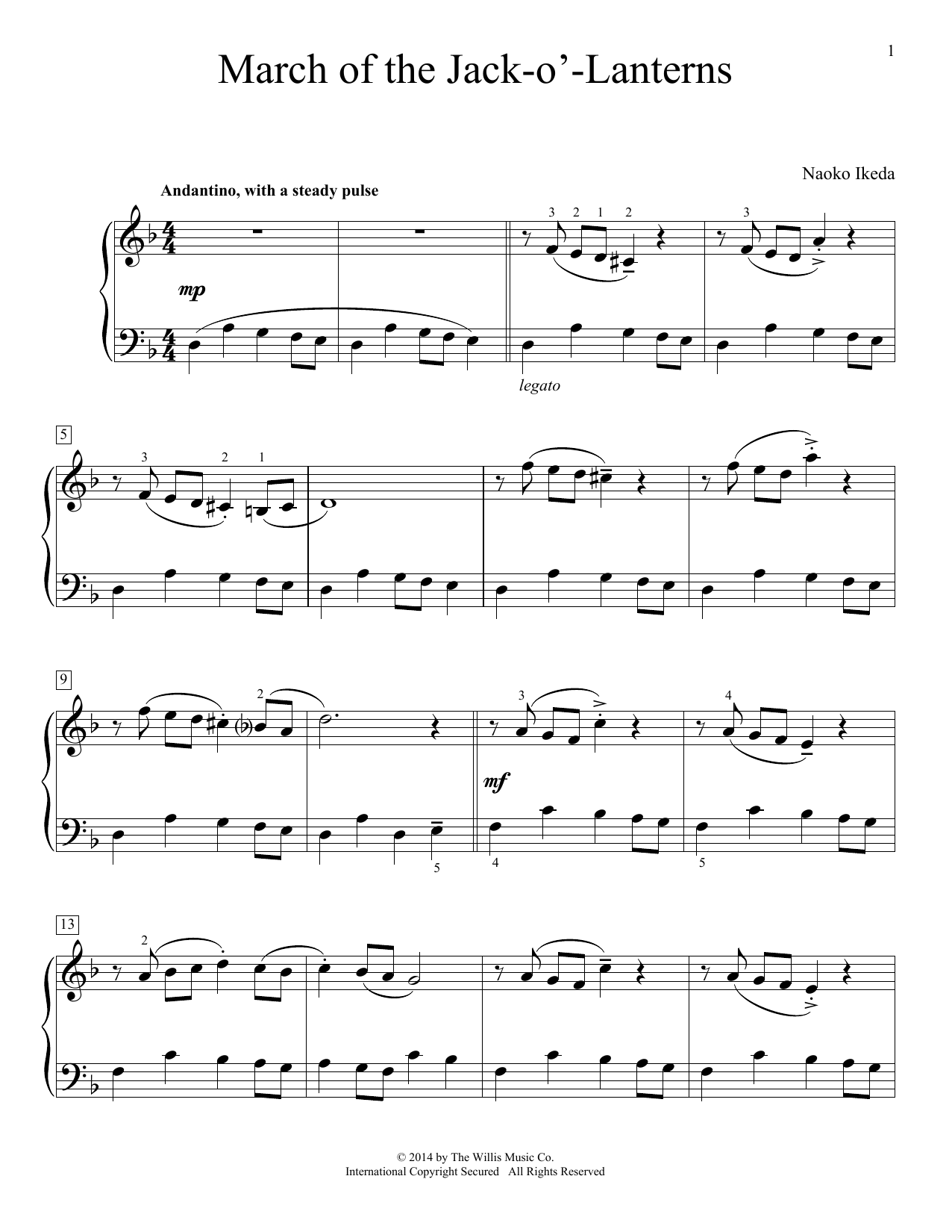 Naoko Ikeda March Of The Jack-O'-Lanterns Sheet Music Notes & Chords for Educational Piano - Download or Print PDF