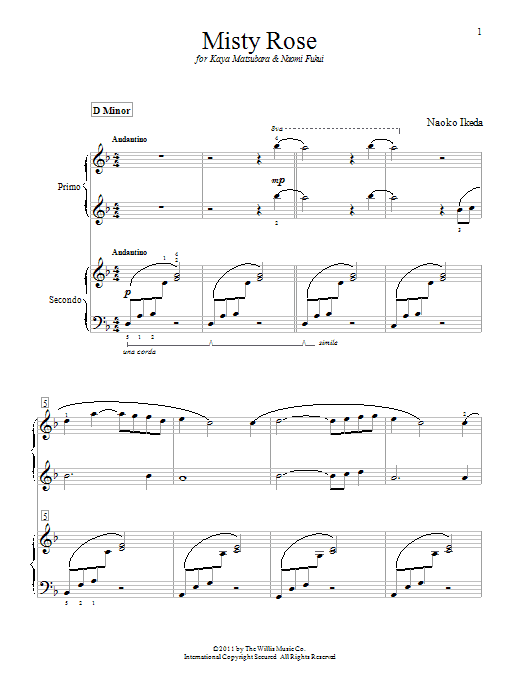 Naoko Ikeda Misty Rose Sheet Music Notes & Chords for Piano Duet - Download or Print PDF