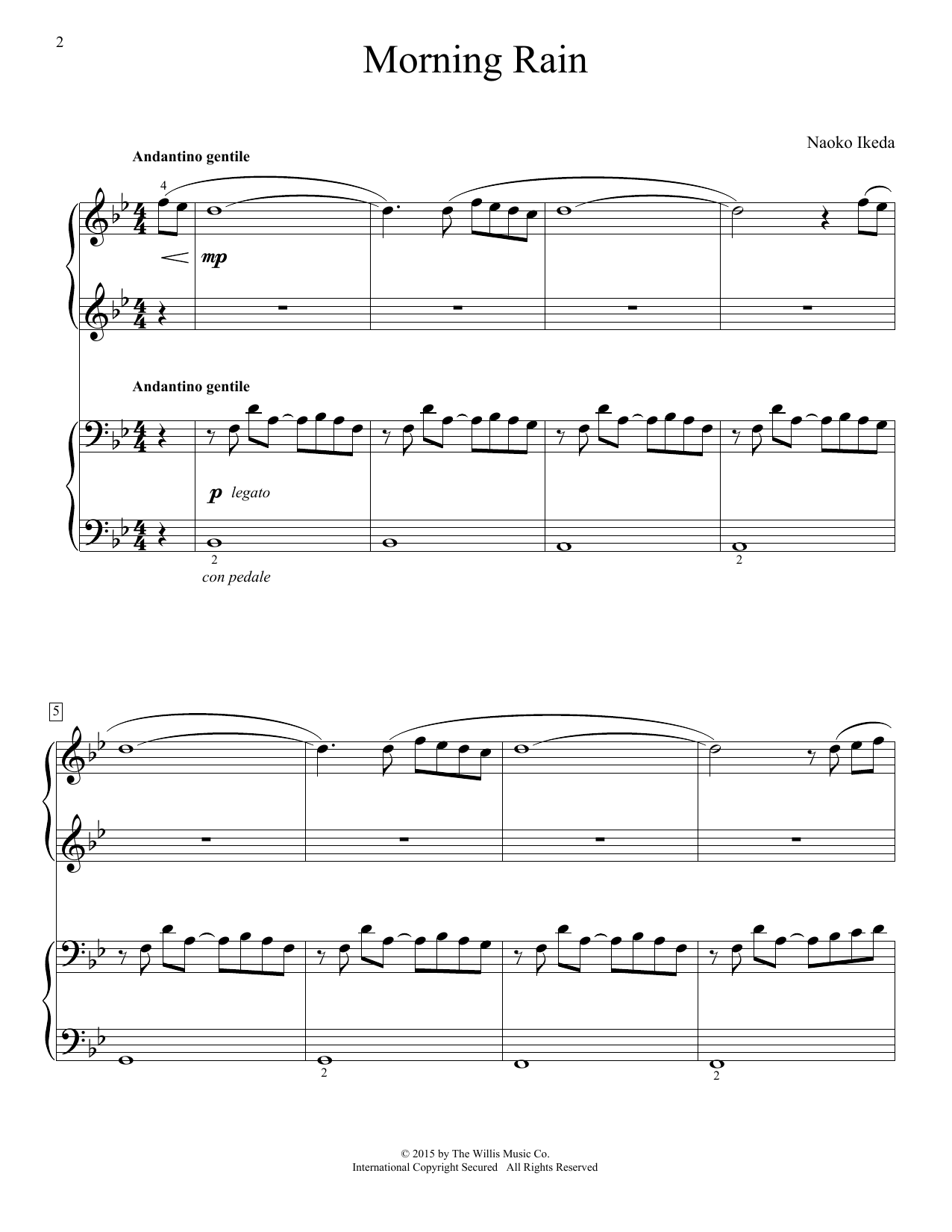 Naoko Ikeda Morning Rain Sheet Music Notes & Chords for Piano Duet - Download or Print PDF