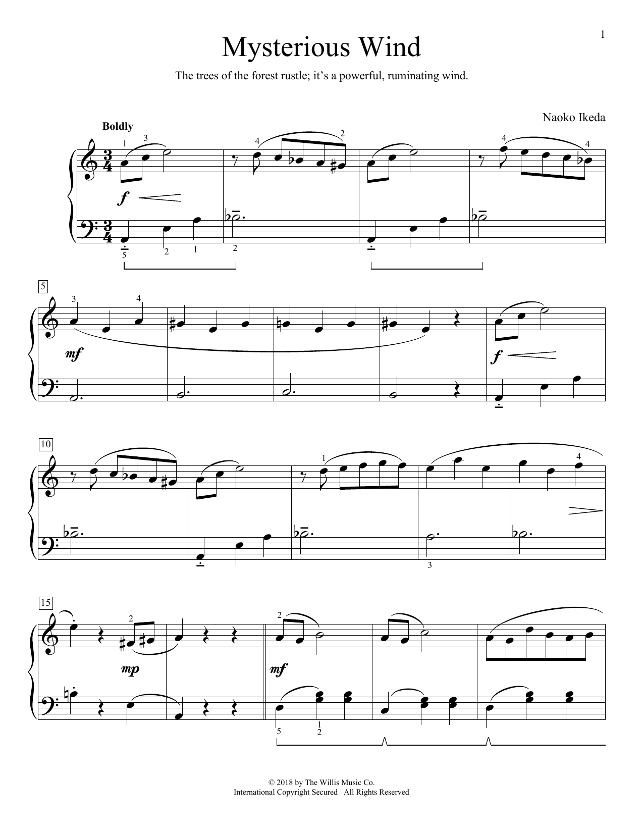 Naoko Ikeda Mysterious Wind Sheet Music Notes & Chords for Educational Piano - Download or Print PDF