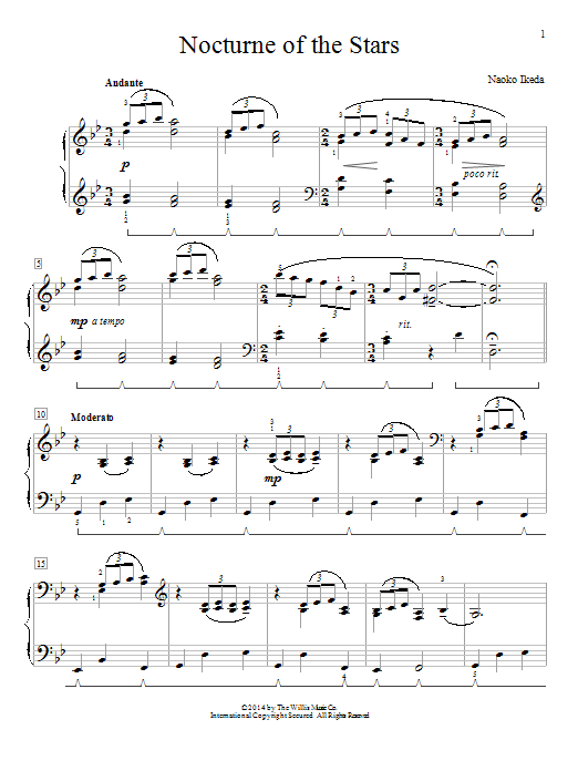 Naoko Ikeda Nocturne Of The Stars Sheet Music Notes & Chords for Piano - Download or Print PDF