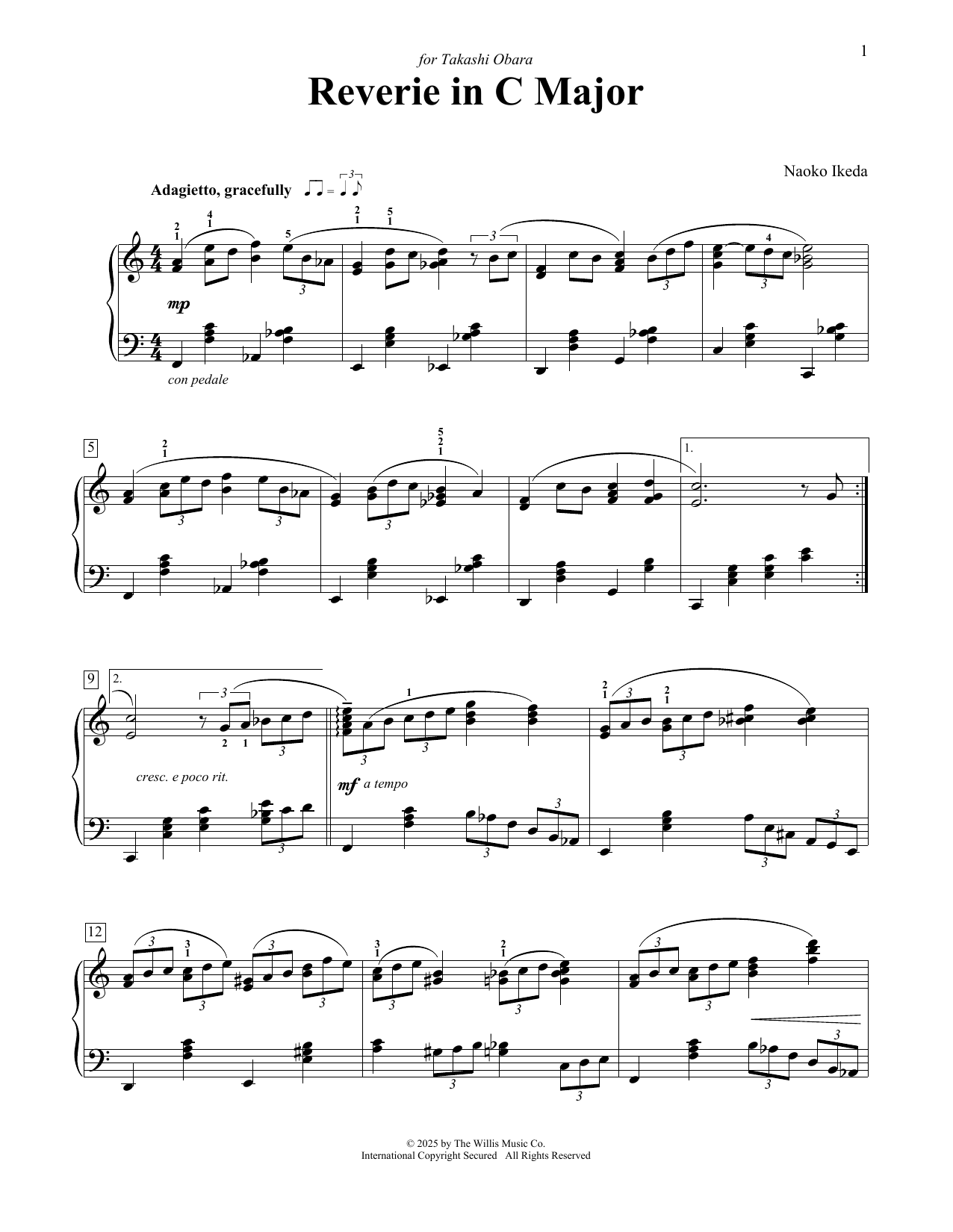Naoko Ikeda Reverie In C Major Sheet Music Notes & Chords for Educational Piano - Download or Print PDF