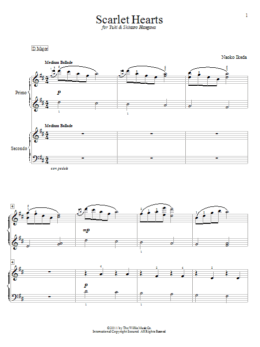 Naoko Ikeda Scarlet Hearts Sheet Music Notes & Chords for Piano Duet - Download or Print PDF