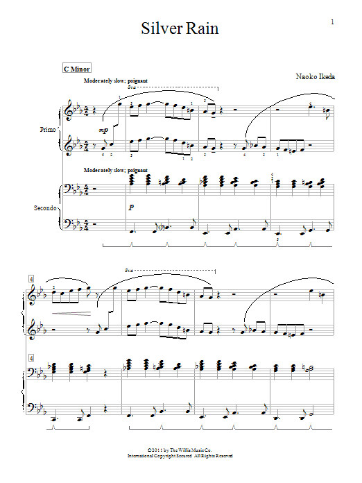 Naoko Ikeda Silver Rain Sheet Music Notes & Chords for Piano Duet - Download or Print PDF