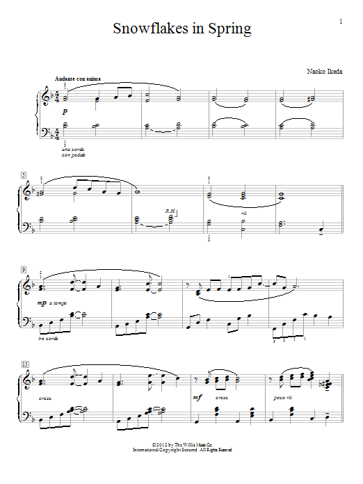 Naoko Ikeda Snowflakes In Spring Sheet Music Notes & Chords for Educational Piano - Download or Print PDF