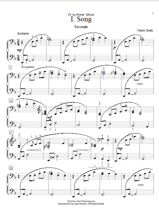 Naoko Ikeda Song Sheet Music Notes & Chords for Piano Duet - Download or Print PDF