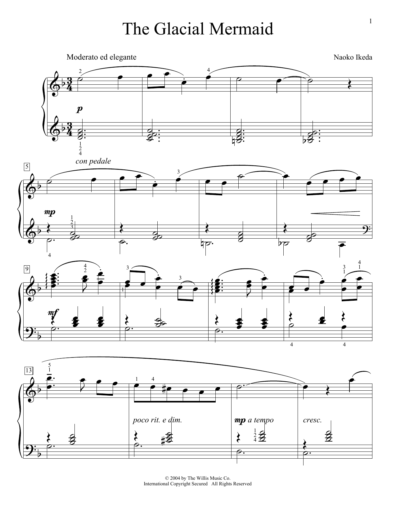 Naoko Ikeda The Glacial Mermaid Sheet Music Notes & Chords for Piano Duet - Download or Print PDF