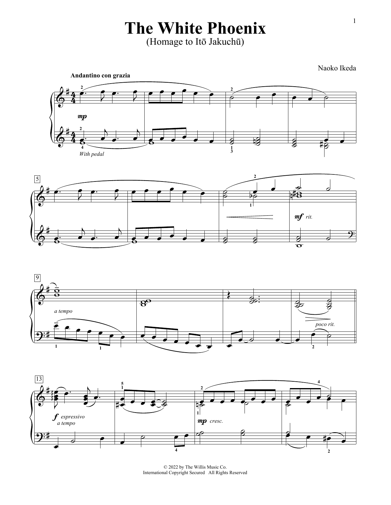 Naoko Ikeda The White Phoenix (Homage To Ito Jakuchu) Sheet Music Notes & Chords for Educational Piano - Download or Print PDF
