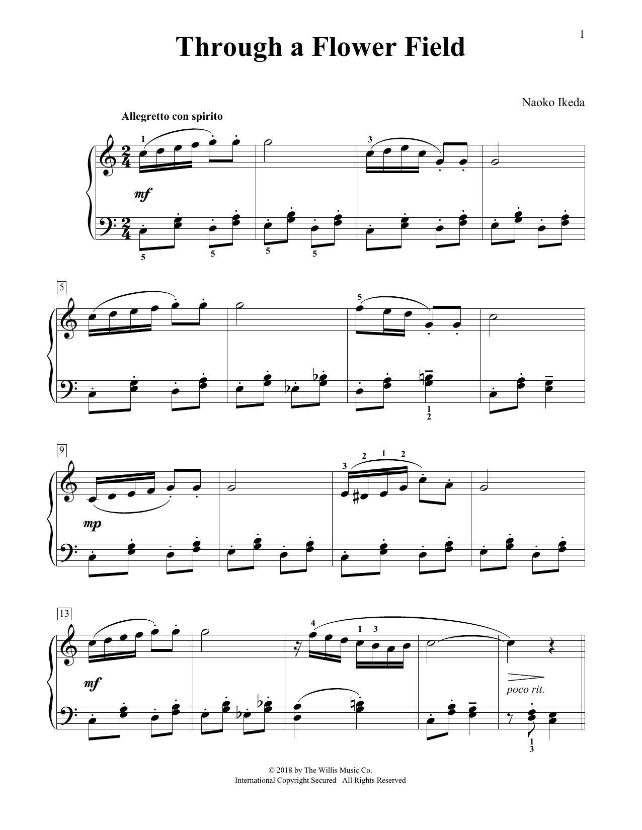 Naoko Ikeda Through A Flower Field Sheet Music Notes & Chords for Educational Piano - Download or Print PDF