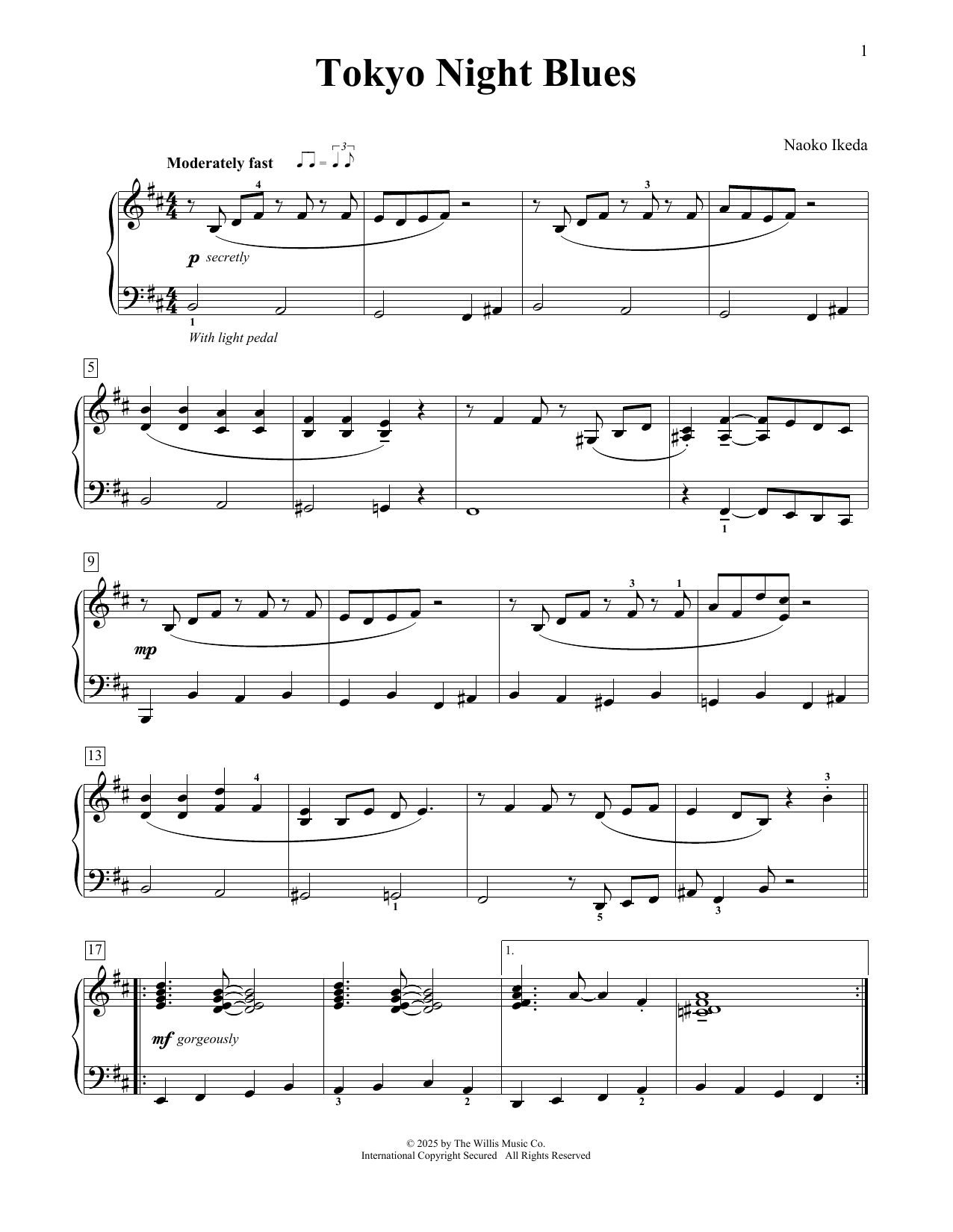 Naoko Ikeda Tokyo Night Blues Sheet Music Notes & Chords for Educational Piano - Download or Print PDF
