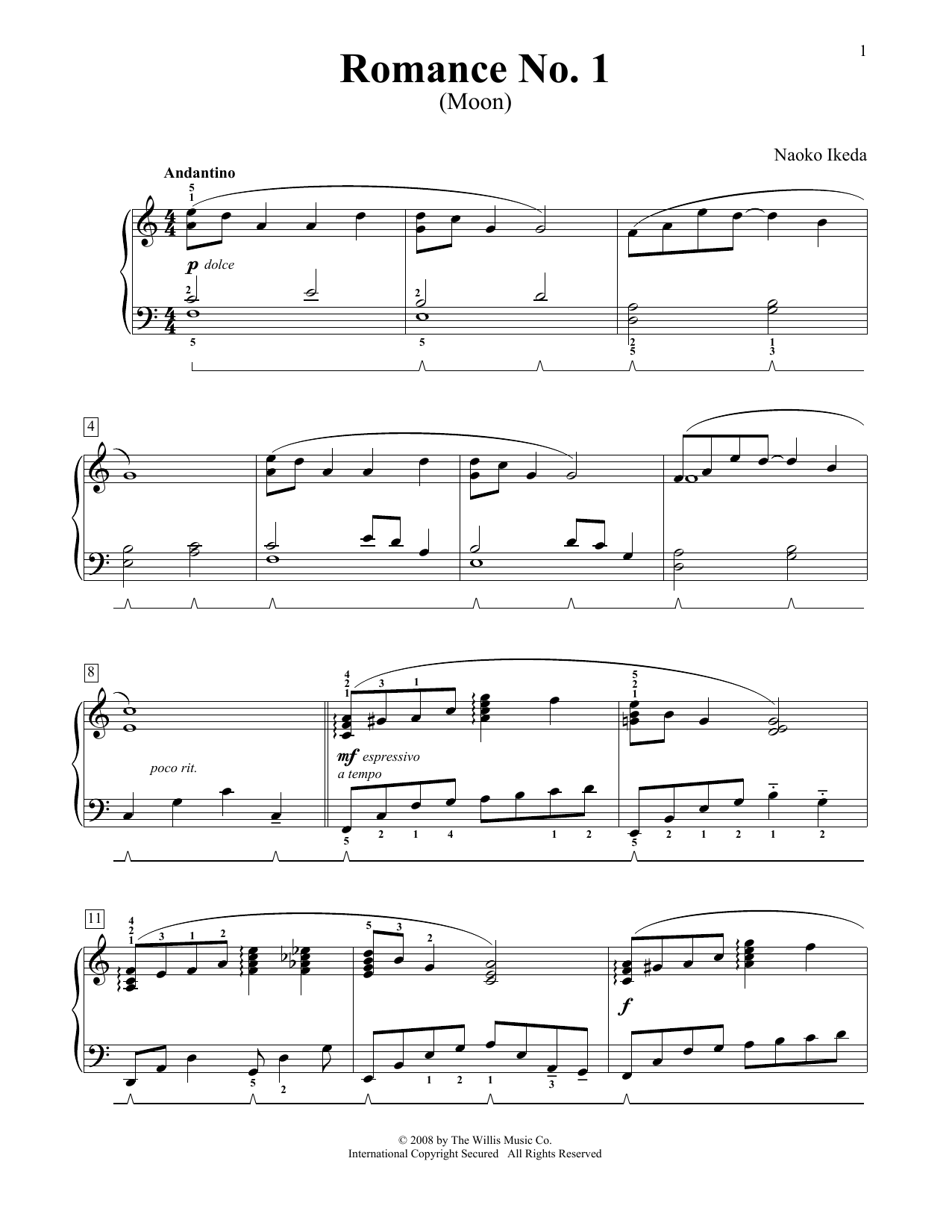 Naoko Ikeda Two Romances Sheet Music Notes & Chords for Educational Piano - Download or Print PDF