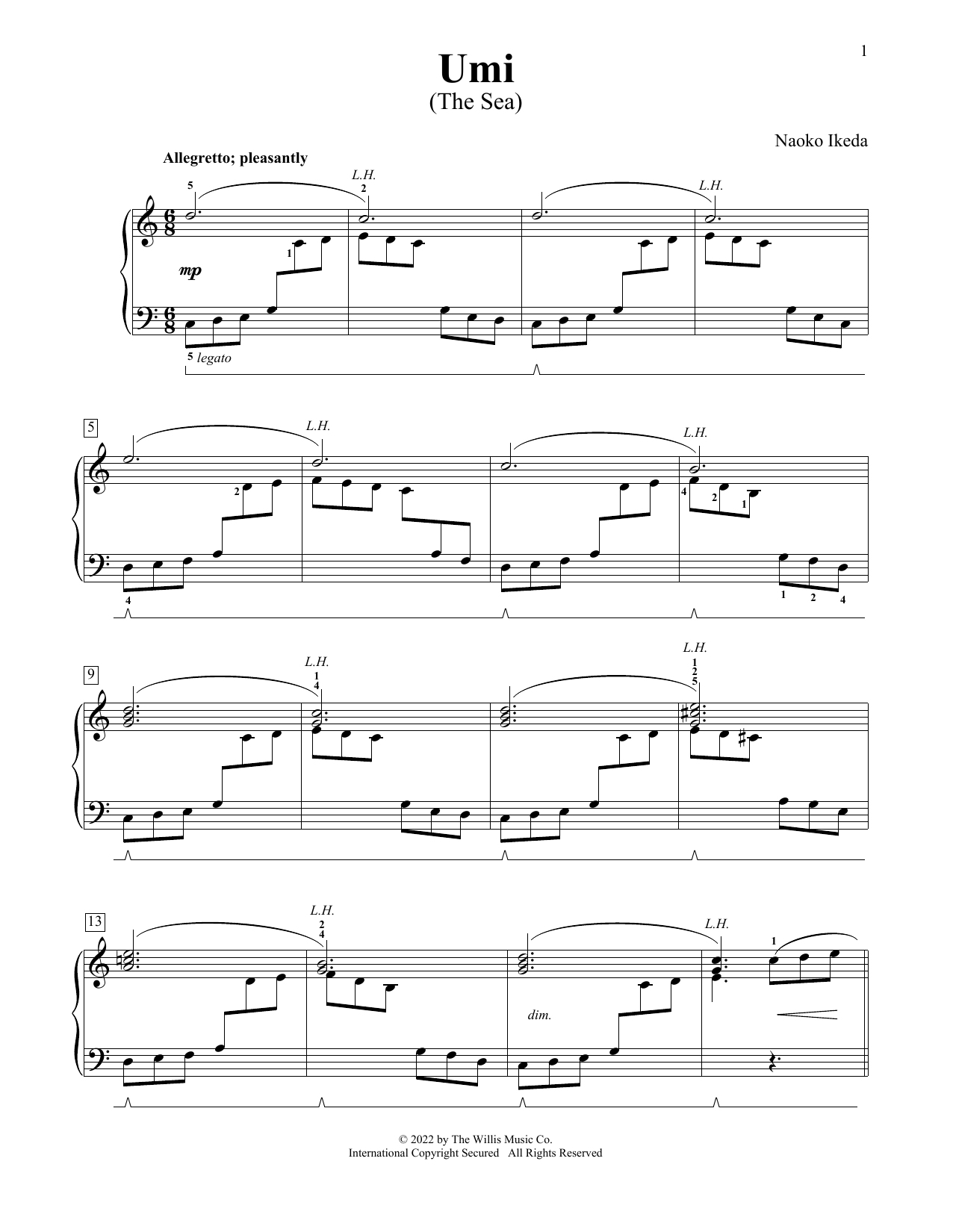 Naoko Ikeda Umi (The Sea) Sheet Music Notes & Chords for Educational Piano - Download or Print PDF