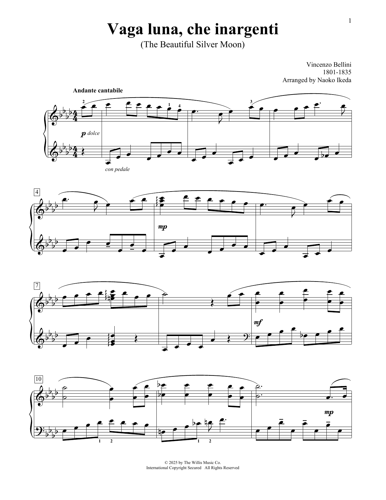 Naoko Ikeda Vaga Luna, Che Inargenti Sheet Music Notes & Chords for Educational Piano - Download or Print PDF
