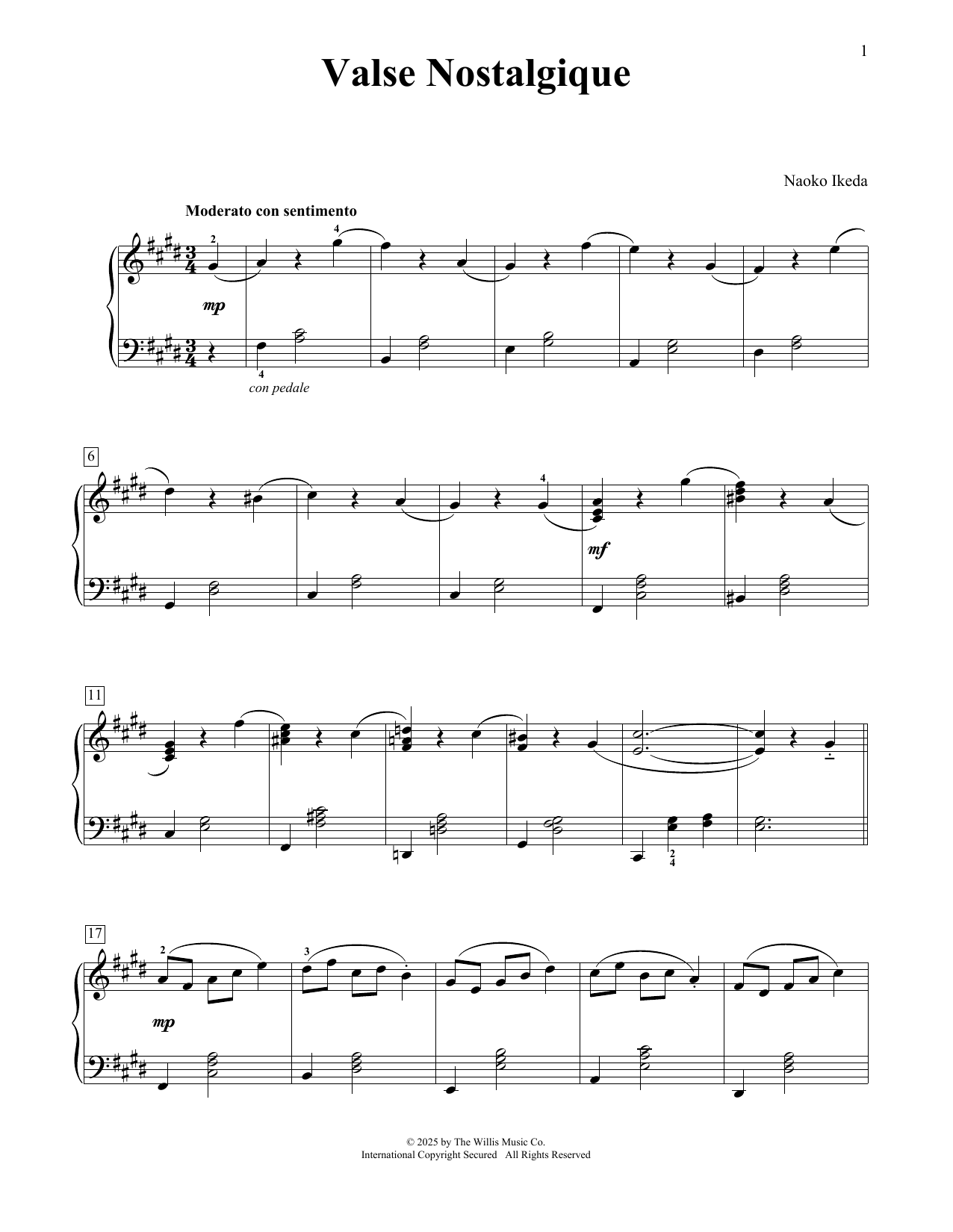 Naoko Ikeda Valse Nostalgique Sheet Music Notes & Chords for Educational Piano - Download or Print PDF