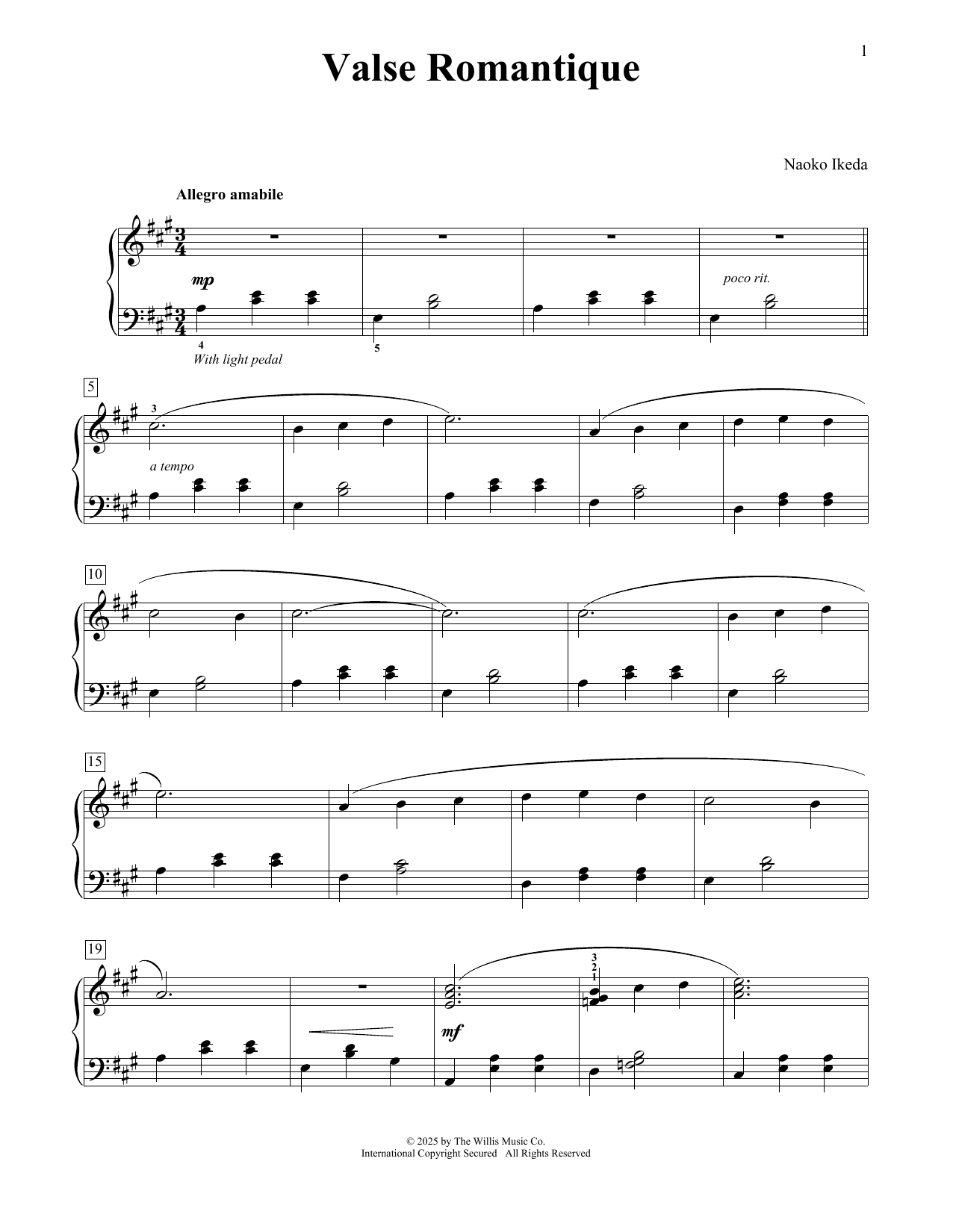 Naoko Ikeda Valse Romantique Sheet Music Notes & Chords for Educational Piano - Download or Print PDF