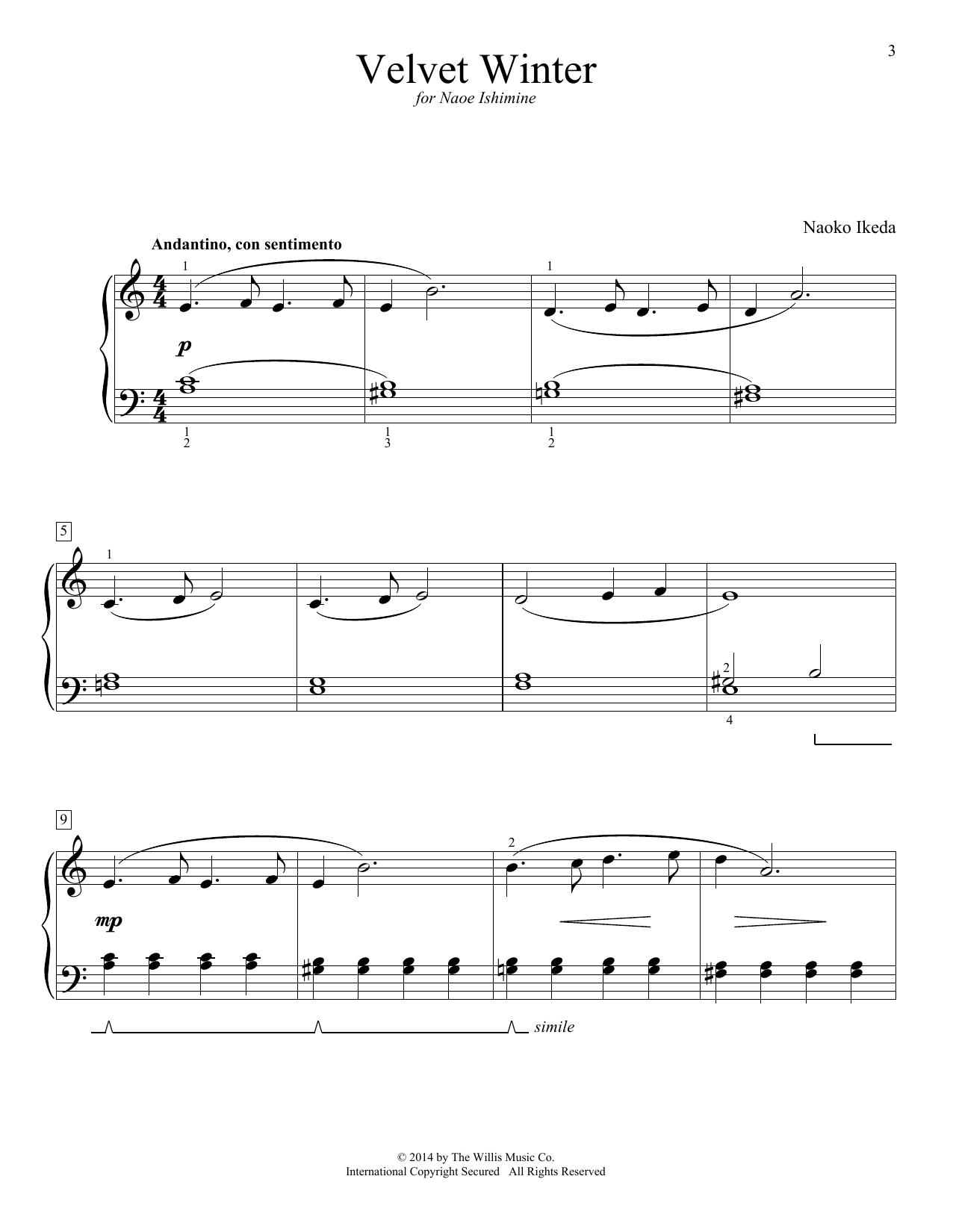 Naoko Ikeda Velvet Winter Sheet Music Notes & Chords for Educational Piano - Download or Print PDF