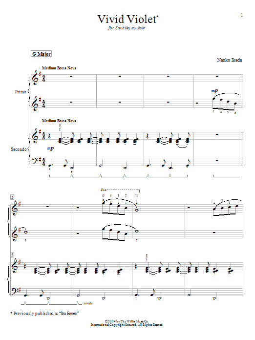 Naoko Ikeda Vivid Violet (Sea Breeze) Sheet Music Notes & Chords for Piano Duet - Download or Print PDF
