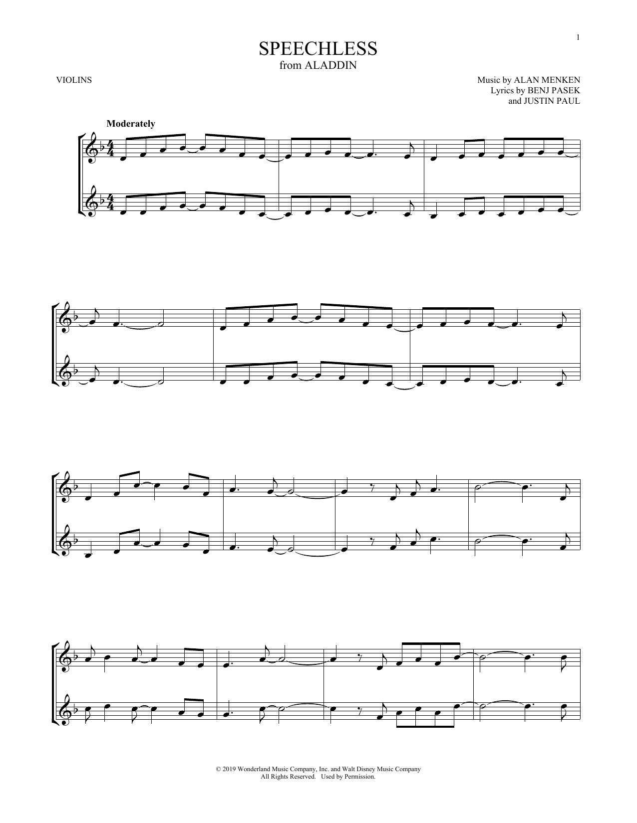 Naomi Scott Speechless (from Aladdin) Sheet Music Notes & Chords for Cello Duet - Download or Print PDF