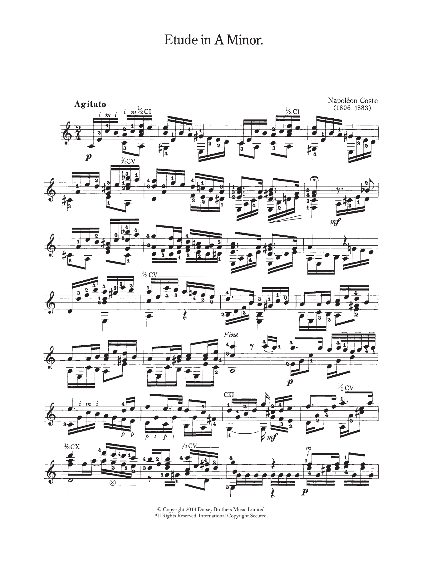 Napoleon Coste Etude In A Minor Sheet Music Notes & Chords for Guitar - Download or Print PDF