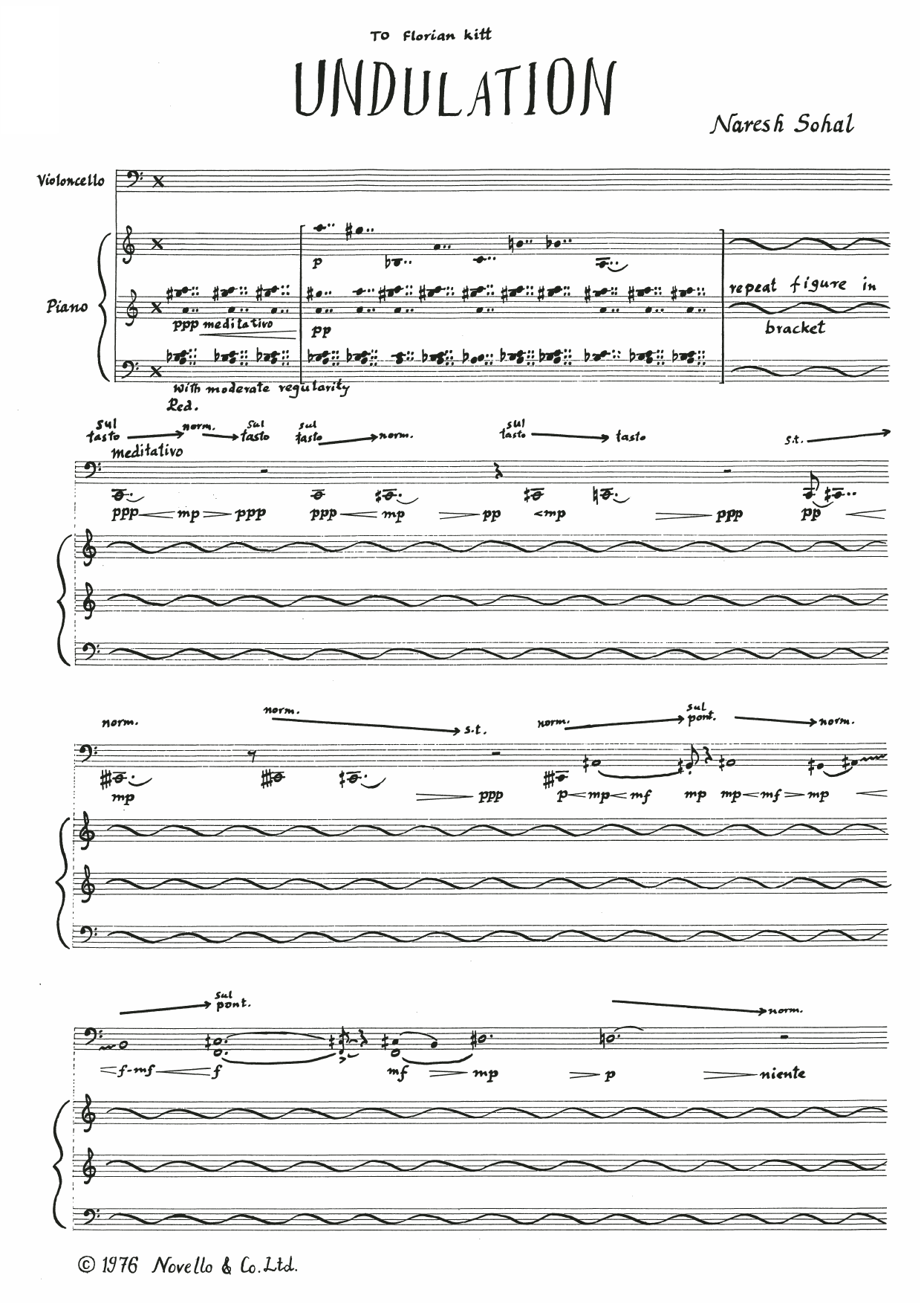 Naresh Sohal Undulation Sheet Music Notes & Chords for Cello Solo - Download or Print PDF
