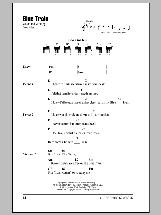 Nashville Bluegrass Band Blue Train Sheet Music Notes & Chords for Lyrics & Chords - Download or Print PDF