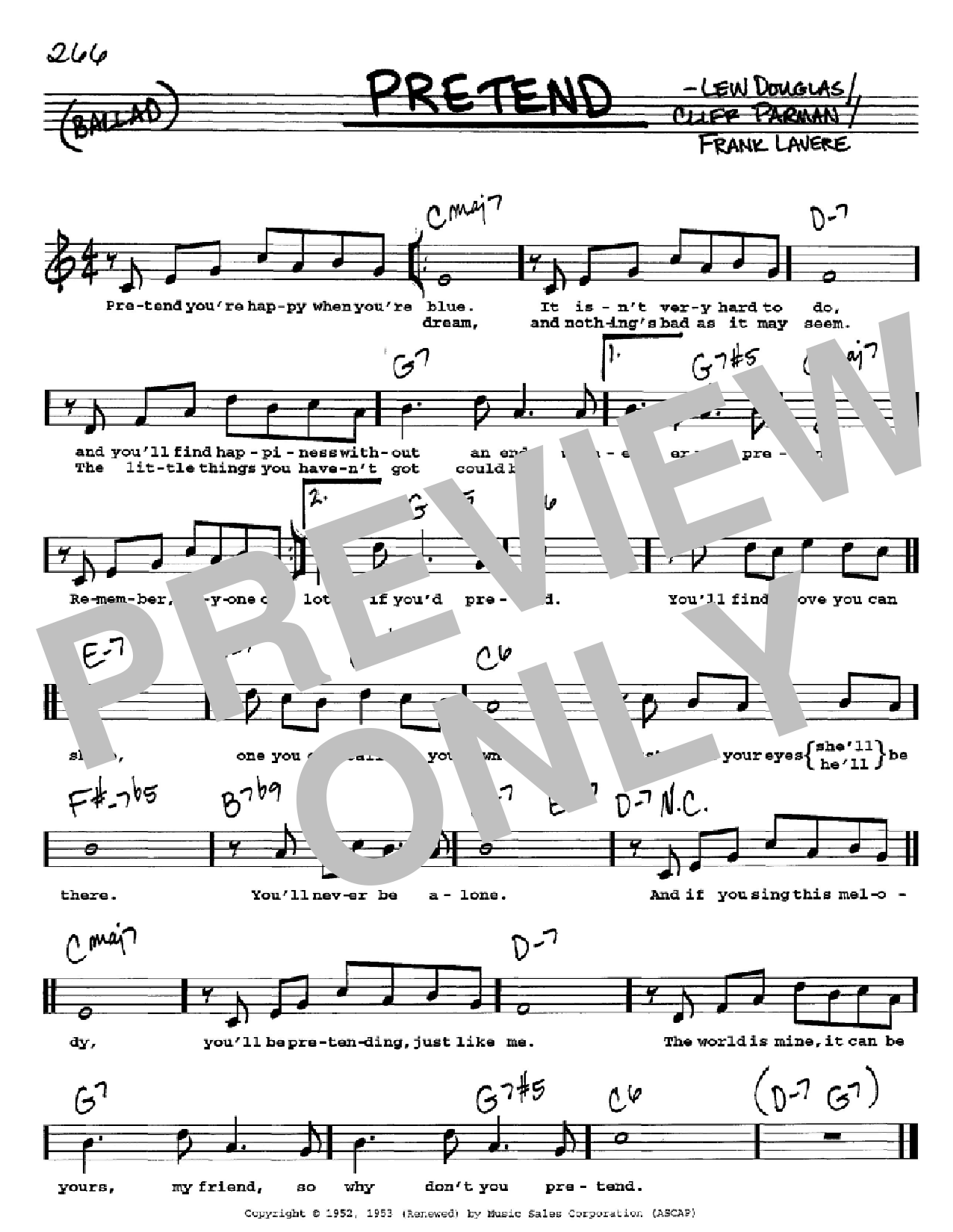 Nat King Cole Pretend Sheet Music Notes & Chords for Real Book – Melody, Lyrics & Chords - Download or Print PDF