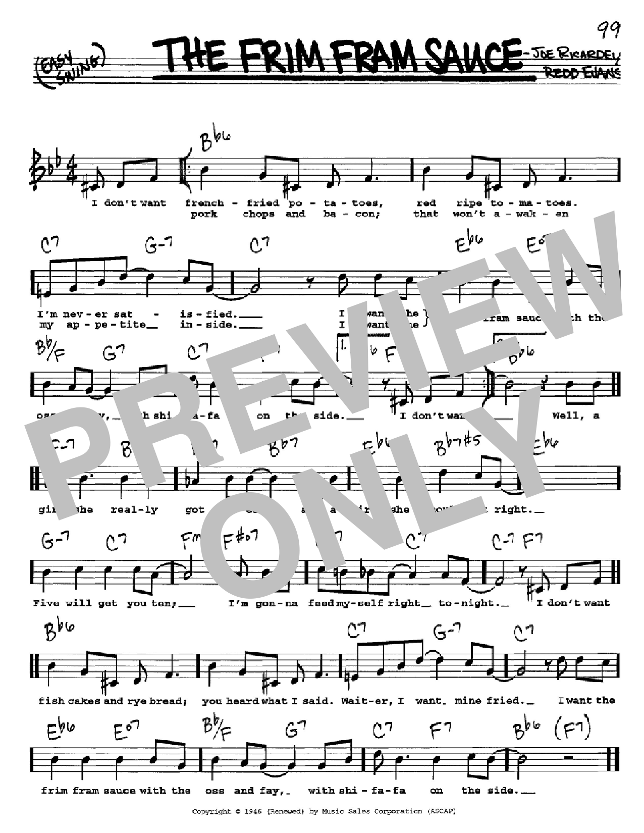 Nat King Cole The Frim Fram Sauce Sheet Music Notes & Chords for Real Book - Melody, Lyrics & Chords - C Instruments - Download or Print PDF