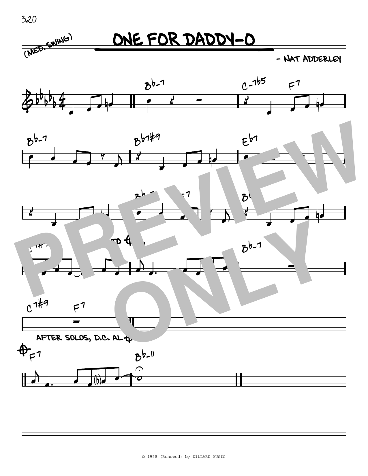 Nat Adderley One For Daddy-O Sheet Music Notes & Chords for Real Book – Melody & Chords - Download or Print PDF