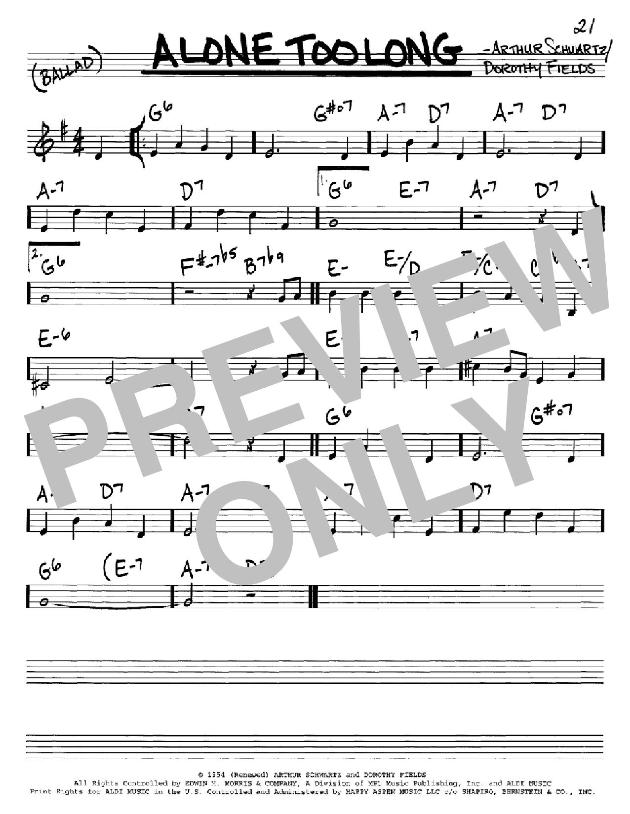 Nat King Cole Alone Too Long Sheet Music Notes & Chords for Real Book - Melody & Chords - C Instruments - Download or Print PDF