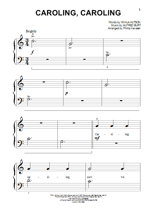 Nat King Cole Caroling, Caroling Sheet Music Notes & Chords for Piano (Big Notes) - Download or Print PDF