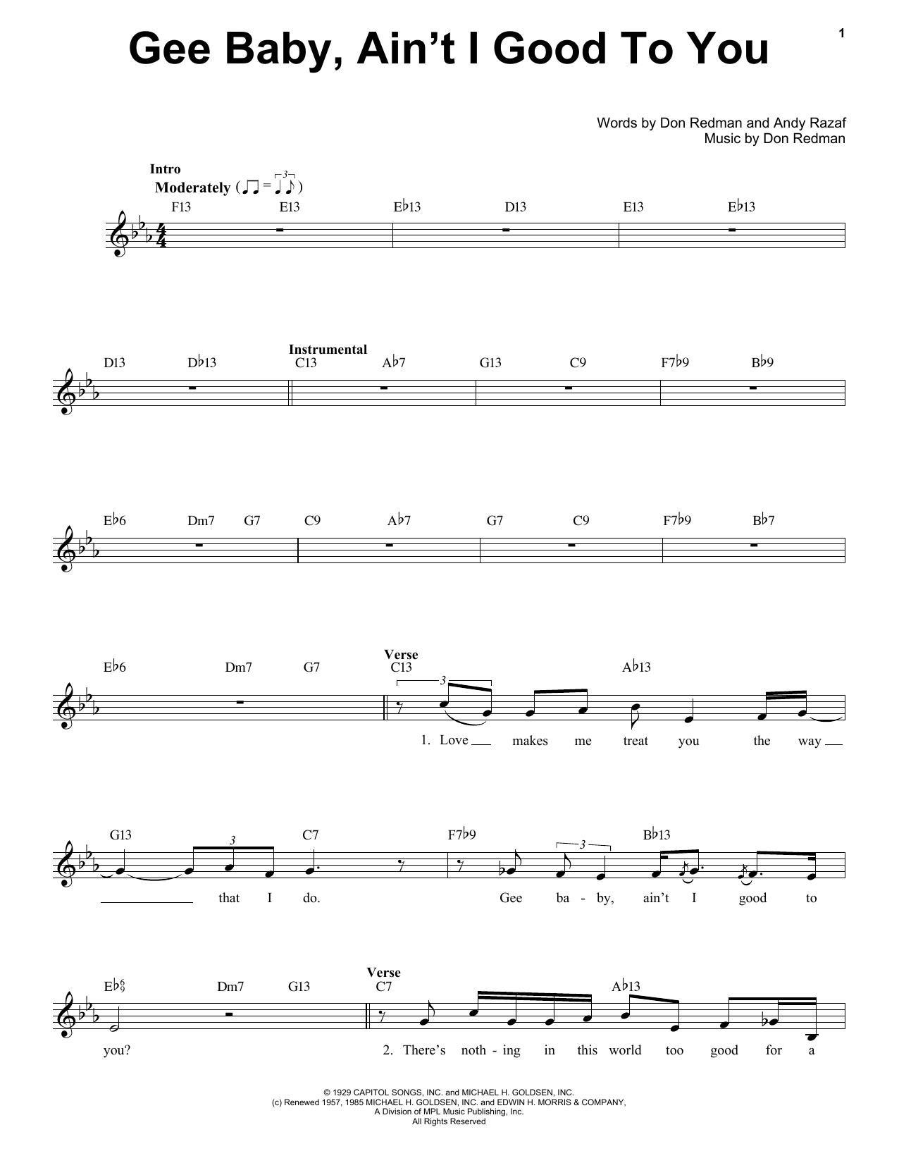 Nat King Cole Gee Baby, Ain't I Good To You Sheet Music Notes & Chords for Voice - Download or Print PDF