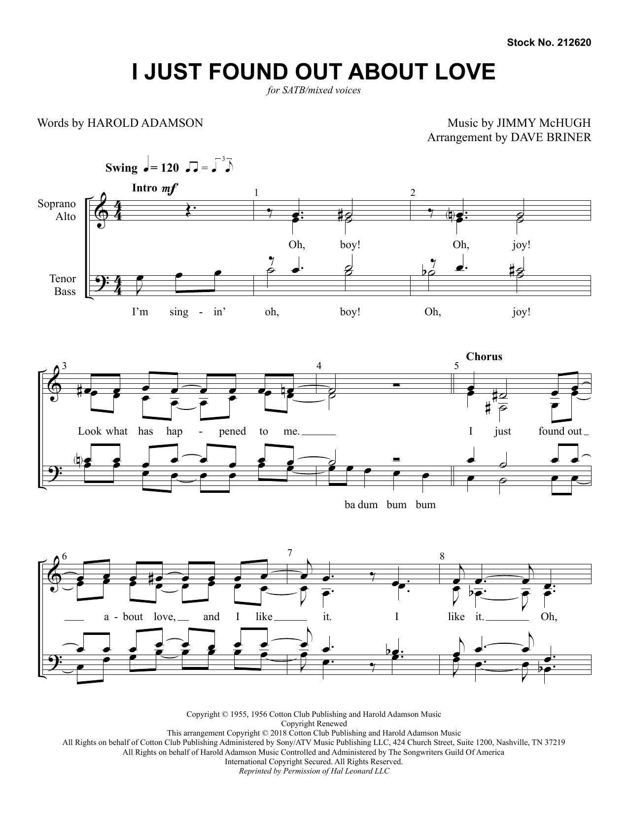 Nat King Cole I Just Found out About Love (arr. Dave Briner) Sheet Music Notes & Chords for SATB Choir - Download or Print PDF