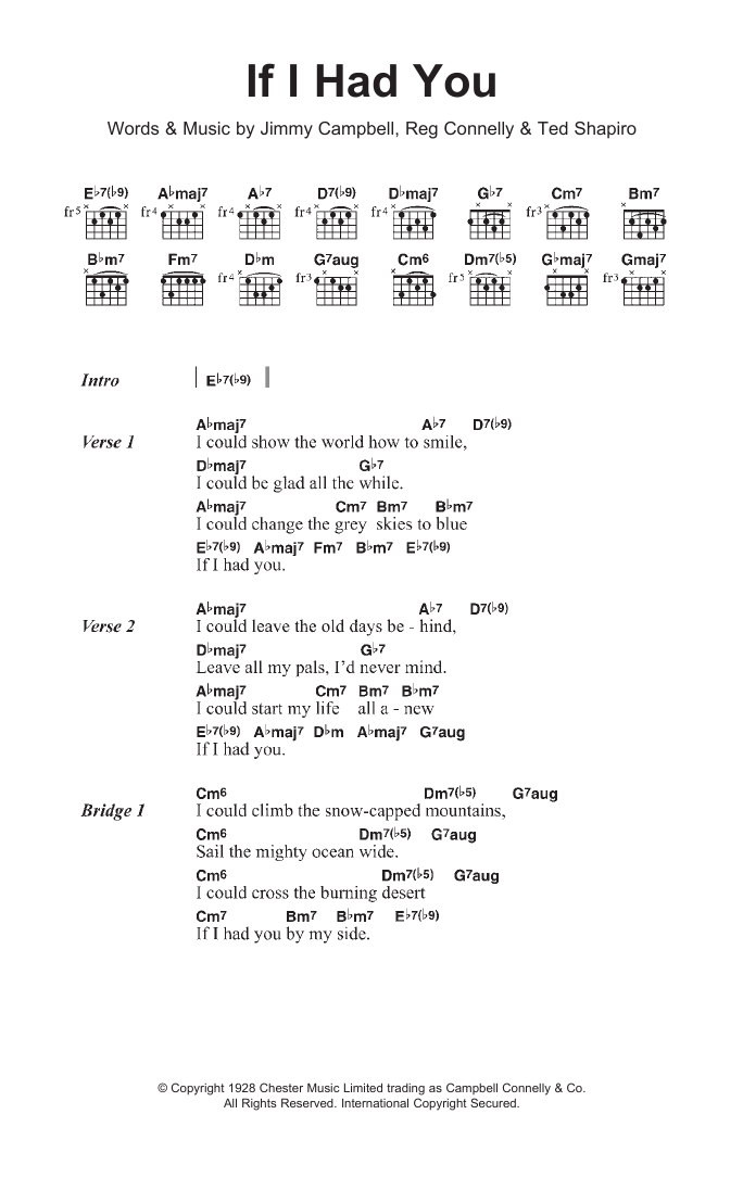 Nat King Cole If I Had You Sheet Music Notes & Chords for Lyrics & Chords - Download or Print PDF