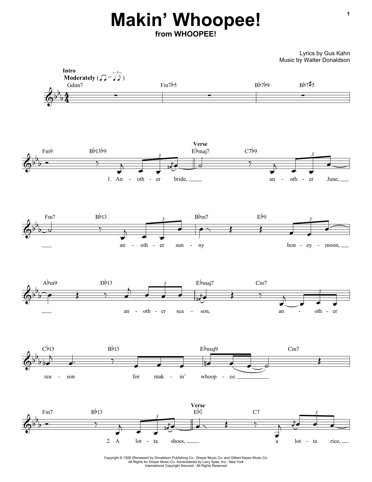 Nat King Cole Makin' Whoopee! Sheet Music Notes & Chords for Voice - Download or Print PDF