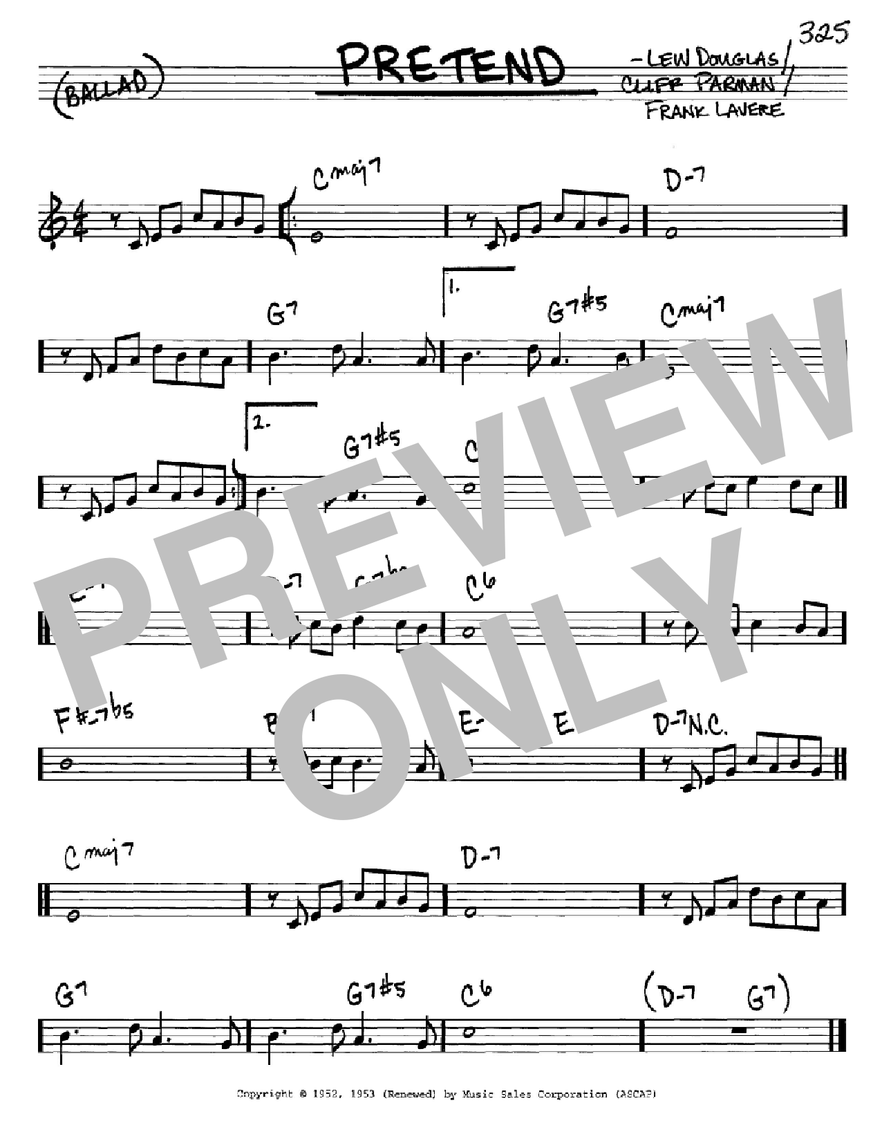 Nat King Cole Pretend Sheet Music Notes & Chords for Real Book – Melody & Chords - Download or Print PDF