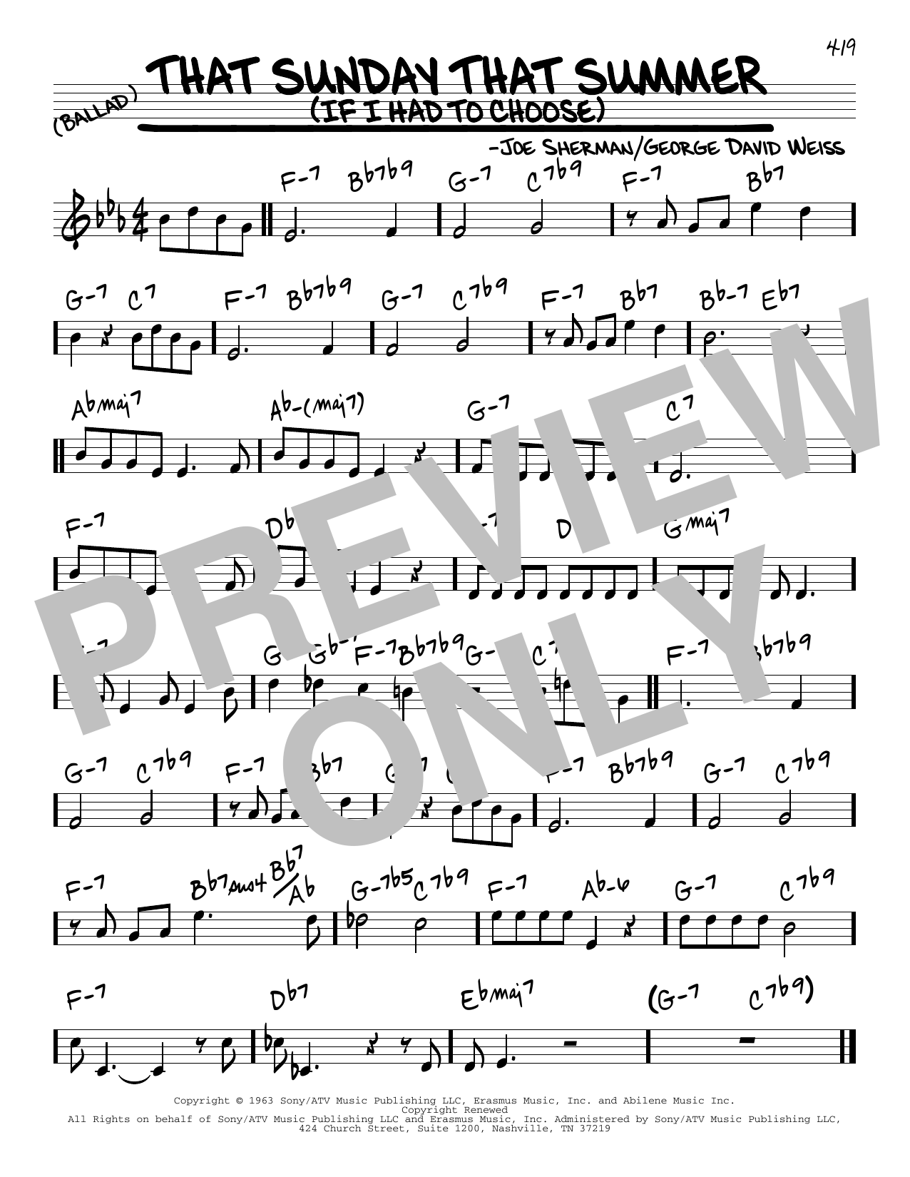 Nat King Cole That Sunday That Summer (If I Had To Choose) Sheet Music Notes & Chords for Real Book – Melody & Chords - Download or Print PDF