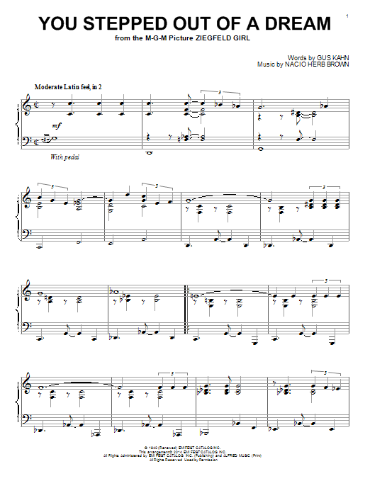 Nat King Cole You Stepped Out Of A Dream Sheet Music Notes & Chords for Piano - Download or Print PDF
