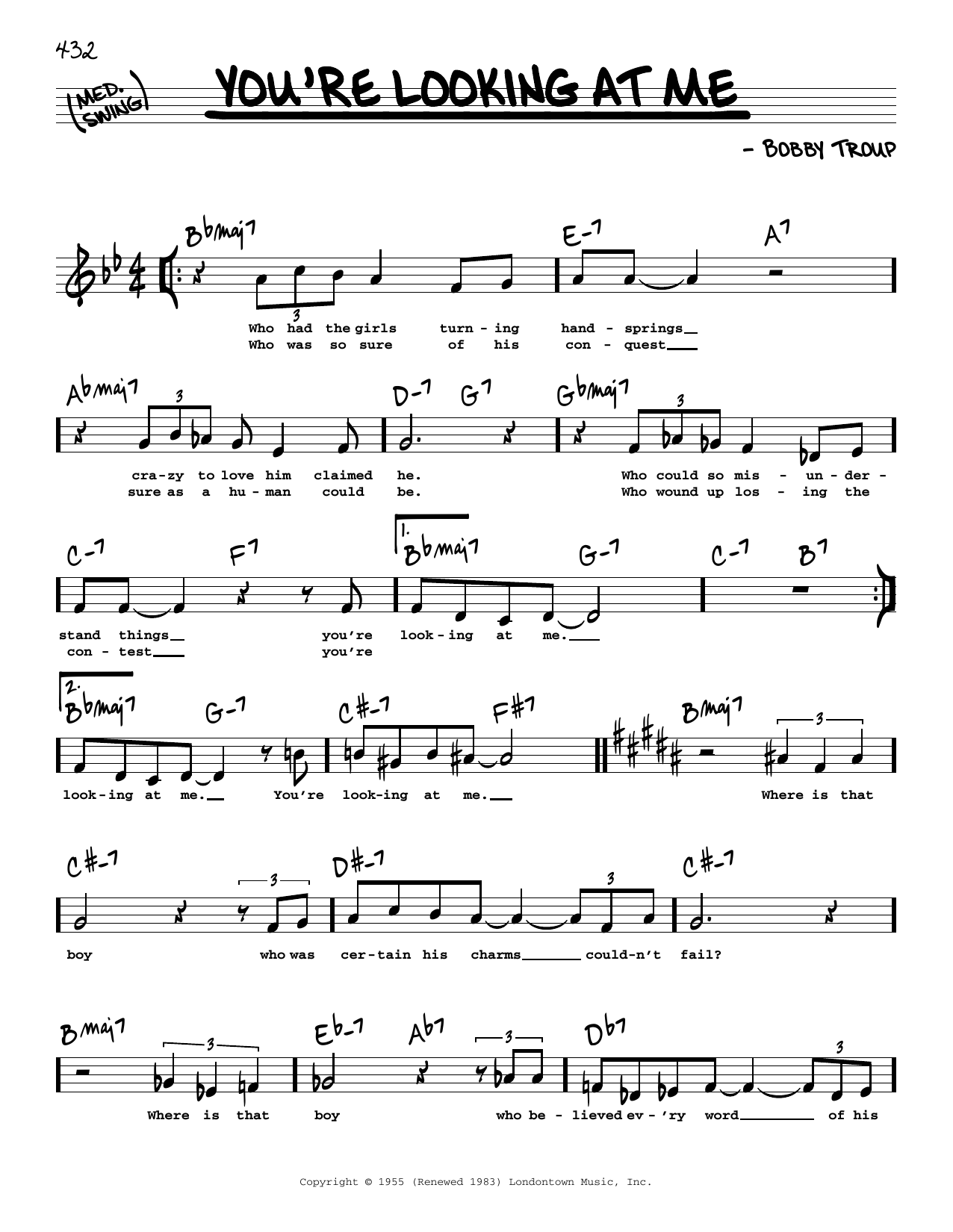 Nat King Cole You're Looking At Me Sheet Music Notes & Chords for Real Book – Melody, Lyrics & Chords - Download or Print PDF