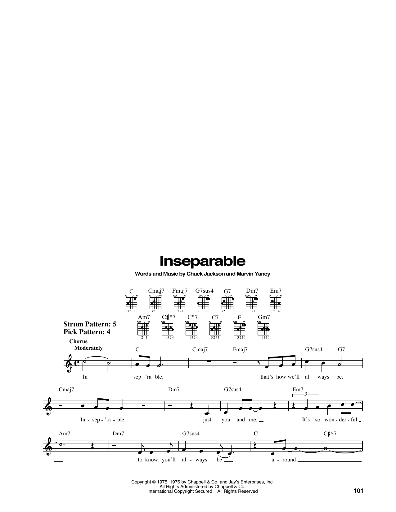 Natalie Cole Inseparable Sheet Music Notes & Chords for Easy Guitar - Download or Print PDF