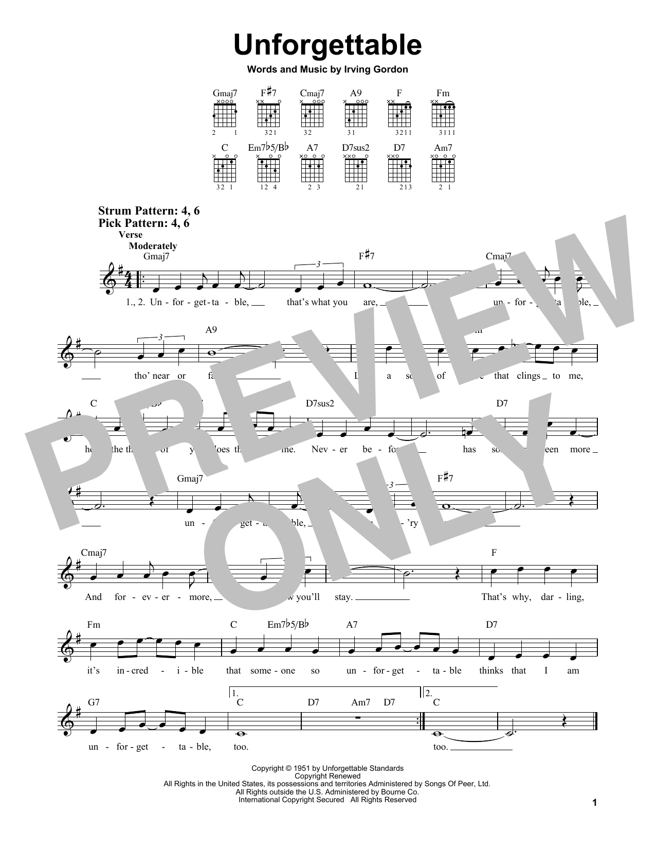 Natalie Cole Unforgettable Sheet Music Notes & Chords for Easy Guitar - Download or Print PDF