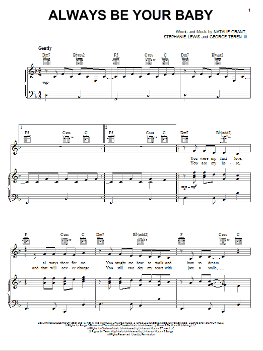 Natalie Grant Always Be Your Baby Sheet Music Notes & Chords for Piano, Vocal & Guitar (Right-Hand Melody) - Download or Print PDF