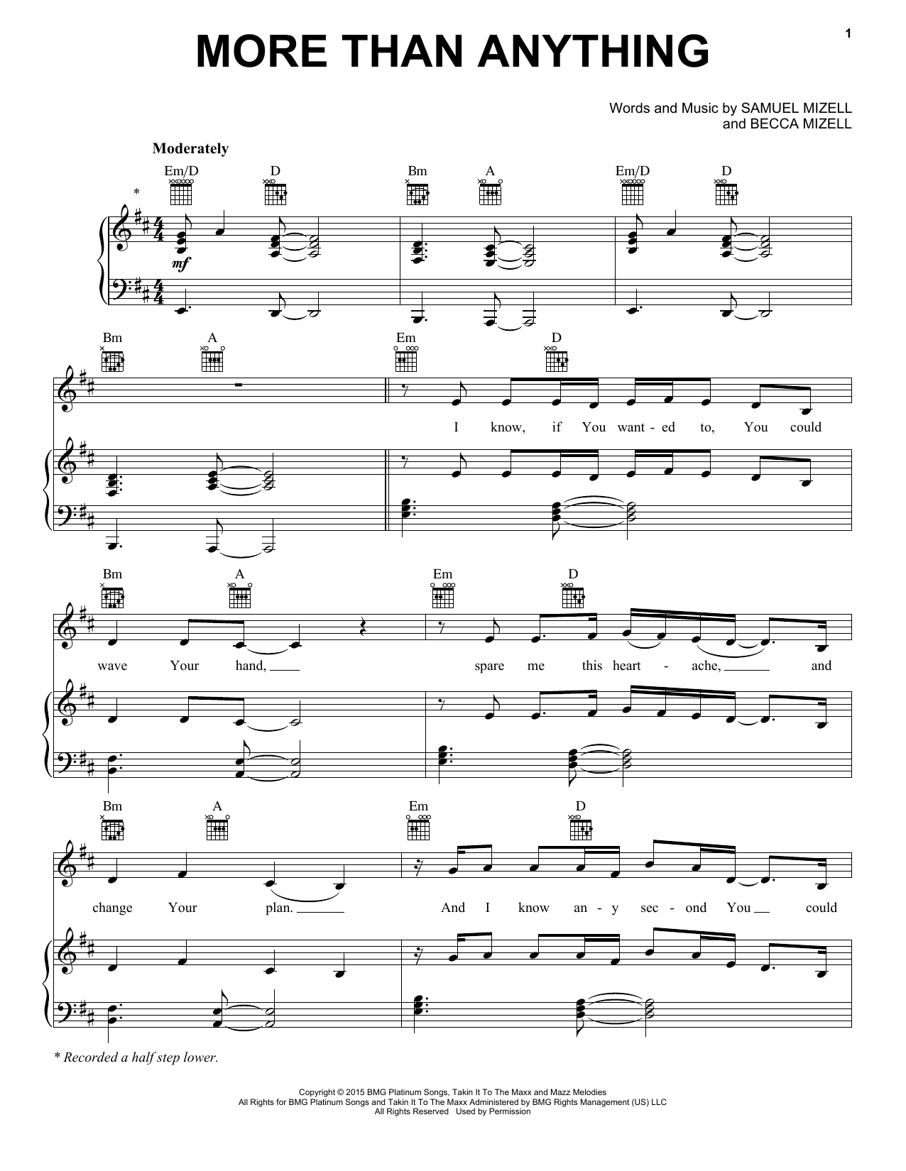 Natalie Grant More Than Anything Sheet Music Notes & Chords for Piano, Vocal & Guitar (Right-Hand Melody) - Download or Print PDF