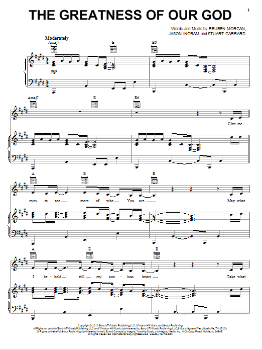 Natalie Grant The Greatness Of Our God Sheet Music Notes & Chords for Piano, Vocal & Guitar (Right-Hand Melody) - Download or Print PDF