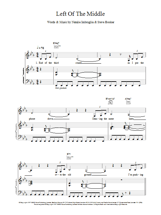 Natalie Imbruglia Left Of The Middle Sheet Music Notes & Chords for Piano, Vocal & Guitar - Download or Print PDF